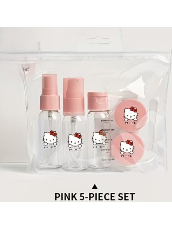 Hello Kitty Other - Hello Kitty Pink Travel Bottle Set (5-Piece) | TSA-Approved Refillable Toiletry